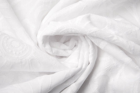 Embroidery Cotton Fleur White - 100% Cotton, ± 130 cm, ± 130 gram/m²