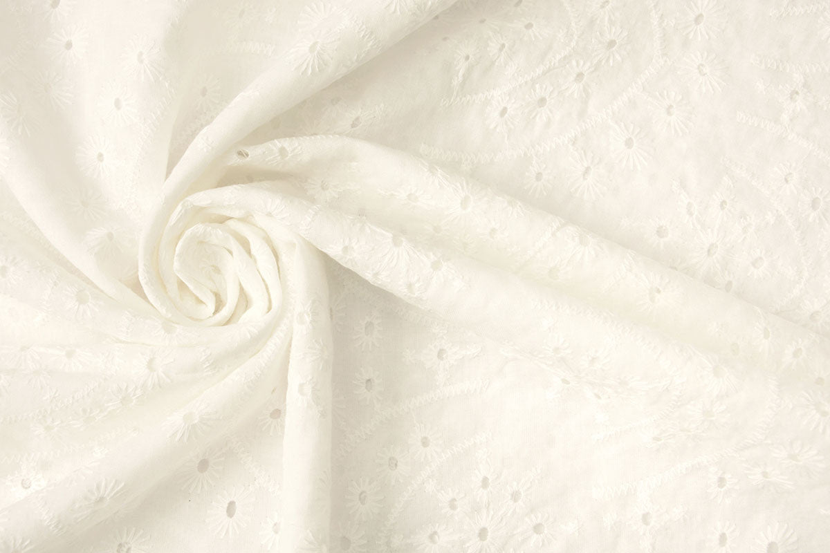 Embroidery Cotton Kiara Creme textile image 2