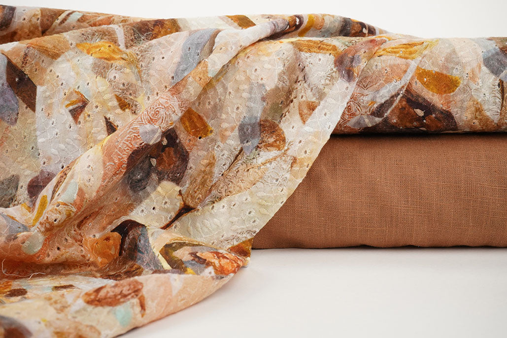 Embroidery Cotton Rianne Brown - 100% Cotton, ± 130 cm, ± 100 gram/m²