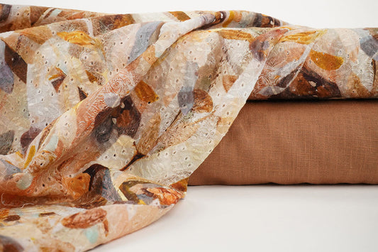 Embroidery Cotton Rianne Brown - 100% Cotton, ± 130 cm, ± 100 gram/m²