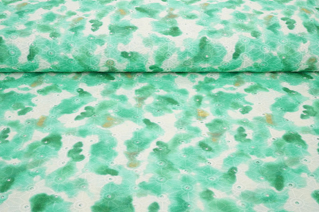Embroidery Cotton Tie Dye Sea Green textile image 4