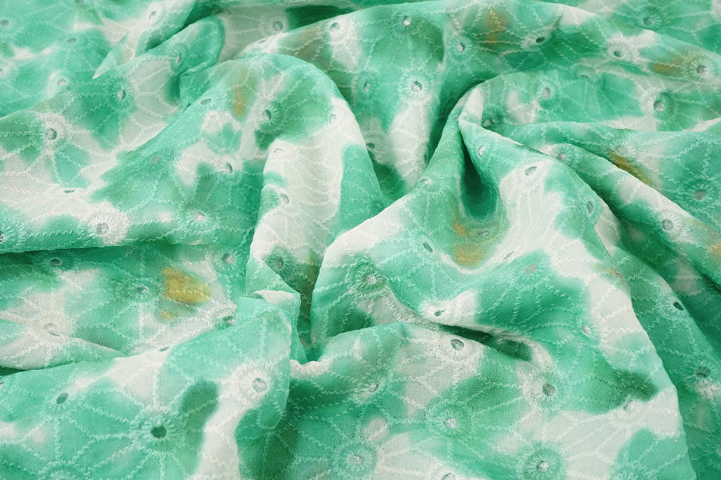 Embroidery Cotton Tie Dye Sea Green textile image 3