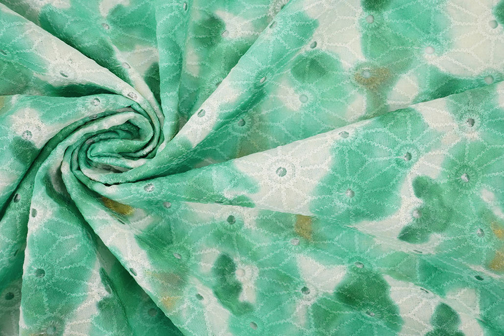 Embroidery Cotton Tie Dye Sea Green textile image 2