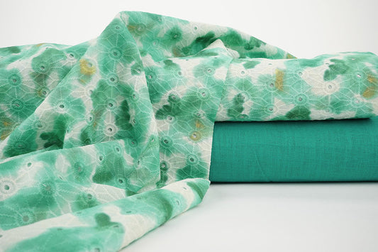 Embroidery Cotton Tie Dye Sea Green - 100% Cotton, ± 130 cm, ± 115 gram/m²
