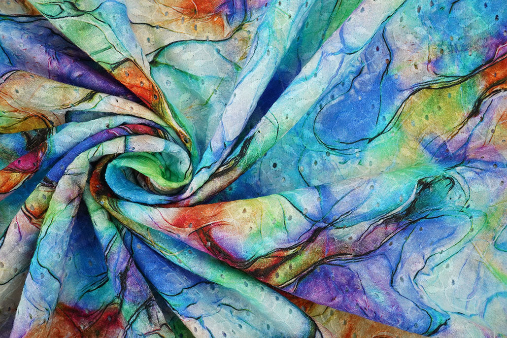 Embroidery Cotton Watercolor Blue textile image 4