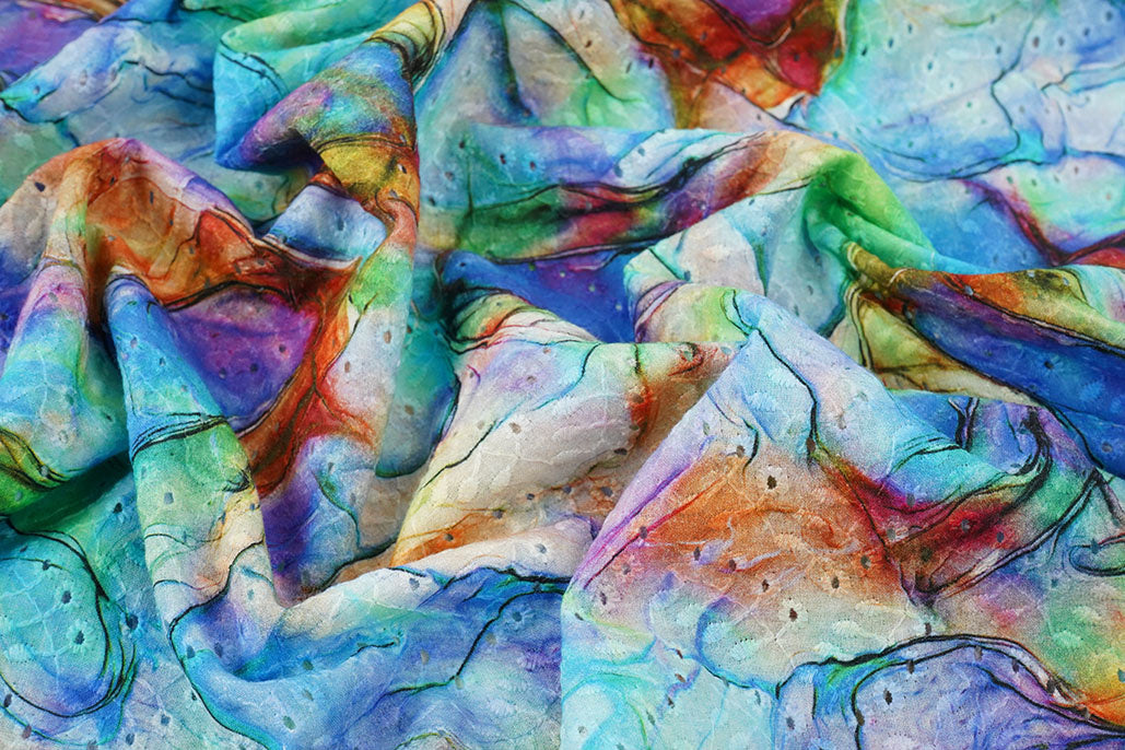 Embroidery Cotton Watercolor Blue textile image 3