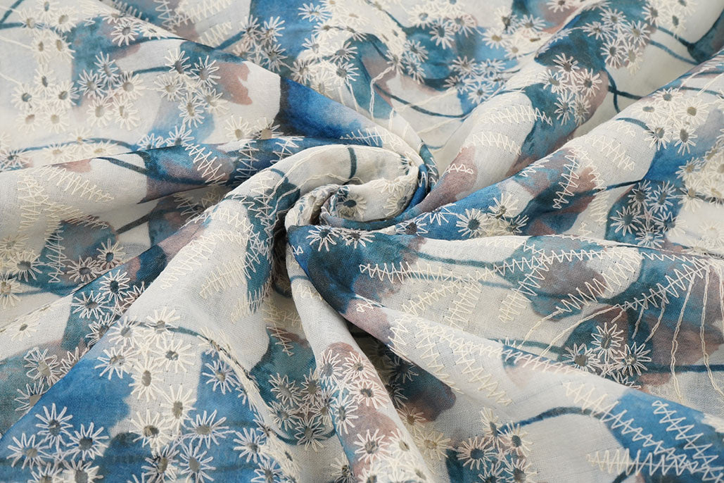 Embroidery Poppy Blue secondary textile image