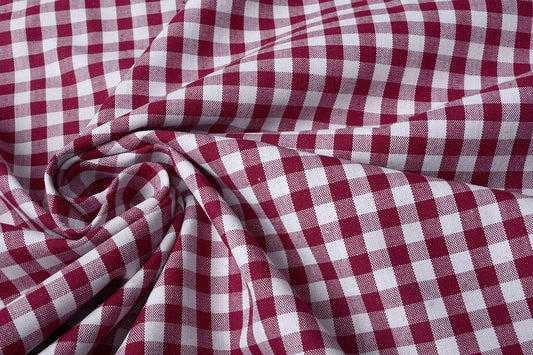 Gingham Check 8 MM Bordeaux - 65% Cotton 35% Polyester, ± 150 cm, ± 160 gram/m²