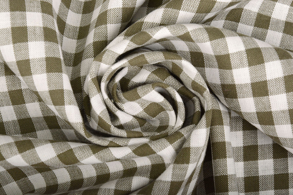 Gingham Check 8 MM Dark Khaki secondary textile image