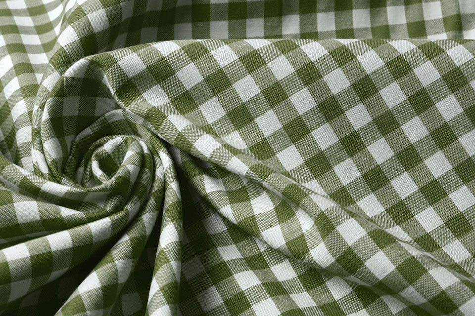 Gingham Check 8 MM Moss Green - 65% Cotton 35% Polyester, ± 150 cm, ± 160 gram/m²