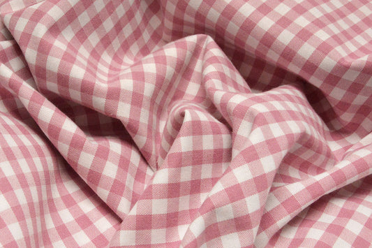 Gingham Check 8 MM Old Pink - 65% Cotton 35% Polyester, ± 150 cm, ± 160 gram/m²