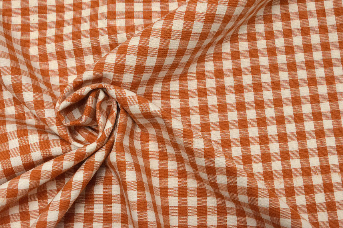 Gingham Check 8 MM Orange-brique - 65% Cotton 35% Polyester, ± 150 cm, ± 160 gram/m²