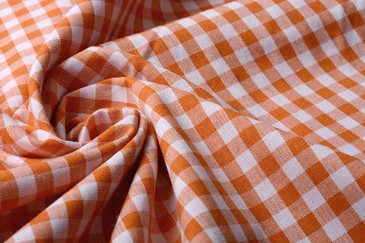 Gingham Check 8 MM Orange - 65% Cotton 35% Polyester, ± 150 cm, ± 160 gram/m²
