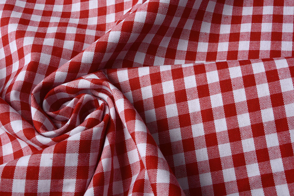 Gingham Check 8 MM Red - 65% Cotton 35% Polyester, ± 150 cm, ± 160 gram/m²
