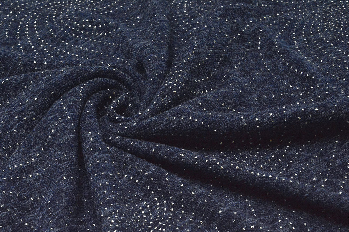 Jersey Silver Drop Sparkle Navy Blue Melange - 96% Polyester 4% Elastane, ± 150 cm, ± 250 gram/m²
