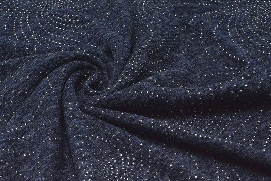 Jersey Silver Drop Sparkle Navy Blue Melange - 96% Polyester 4% Elastane, ± 150 cm, ± 250 gram/m²