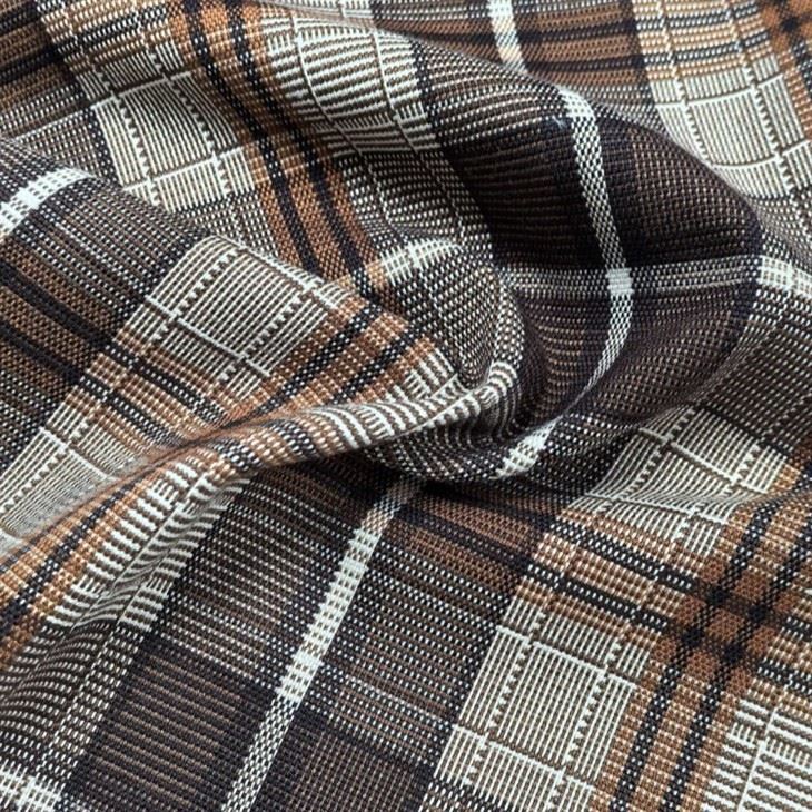 Lurex Brown Blend Check Fabric textile image 1