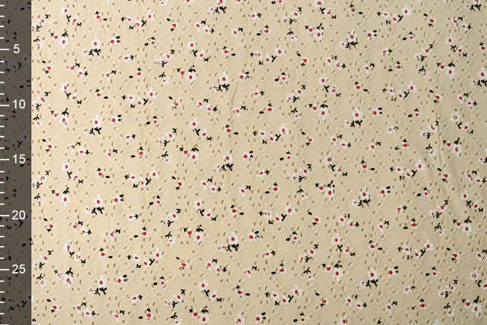 Cotton Jersey Embroidery Flowers Natural textile image 4