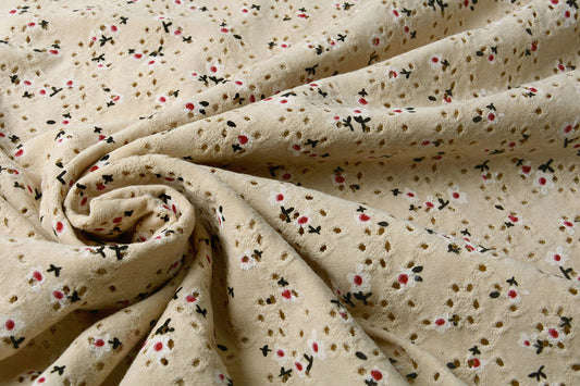 Cotton Jersey Embroidery Flowers Natural - 75% Cotton 20% Polyester 5% Elastane, ± 150 cm, ± 180 gram/m²