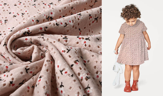 Cotton Jersey Embroidery Flowers Powder Pink - 75% Cotton 20% Polyester 5% Elastane, ± 150 cm, ± 180 gram/m²