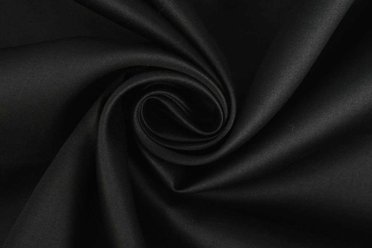 Cotton Satin Black - 100% Cotton, ± 150 cm, ± 115 gram/m²