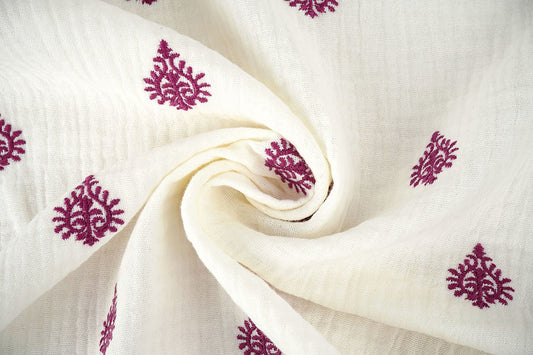Double Gauze Embroidery Ornament - 100% Cotton, ± 130 cm, ± 130 gram/m²
