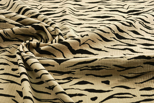 Double Gauze Fabric Zebraprint Sand - 100% Cotton, ± 130 cm, ± 125 gram/m²
