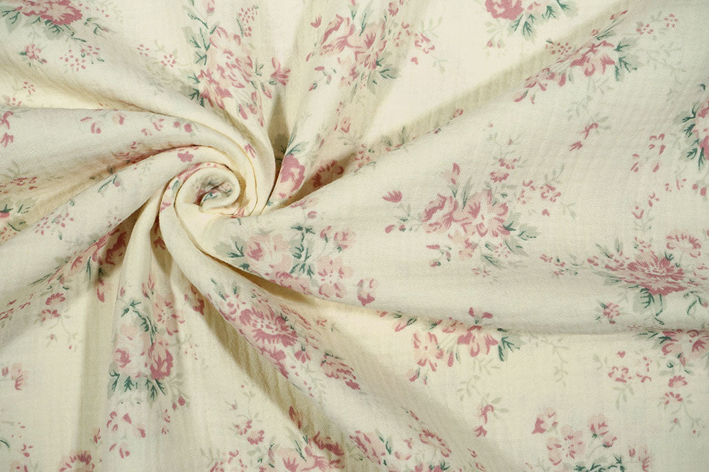 Double Gauze Flowers Lunora - 100% Cotton, ± 130 cm, ± 125 gram/m²