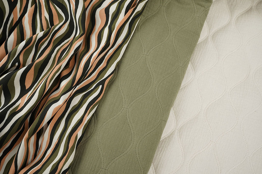 100% Viscose Radiance Stripes Army Green secondary textile image