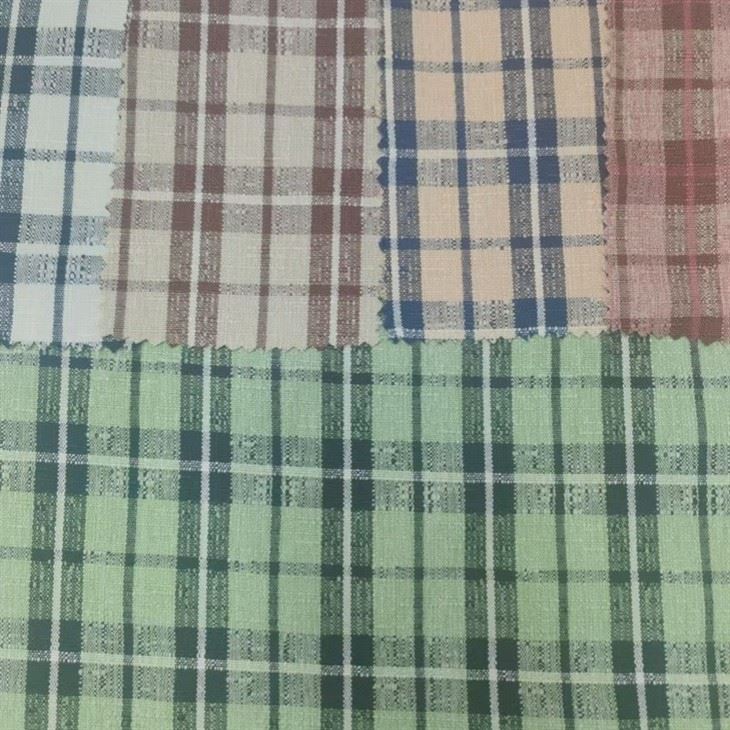 Spring and Summer Polyester Viscose Stretch Plaid Fabric textile image 2