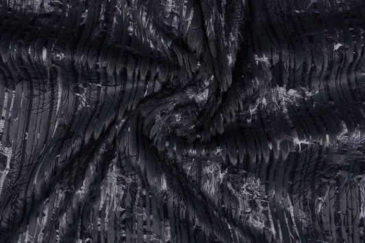 Stripe Fur Foil Navy - 100% Polyester, 145/150 cm, ± 280 gram/m²