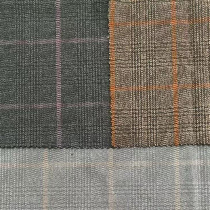 Polyester Rayon Stretch Yarn-dyed Check Suit Fabric textile image 1