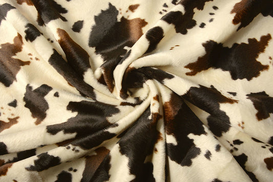 Velboa Cowprint Brown - 100% Polyester, ± 140/150 cm, ± 250 gram/m²