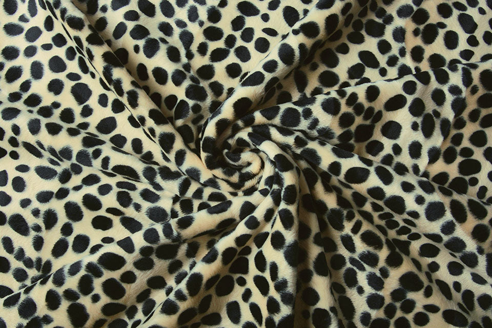 Velboa Dalmatier Light Sand-black - 100% Polyester, ± 140/150 cm, ± 250 gram/m²