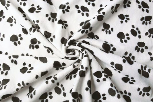 Velboa Dog Paws White - 100% Polyester, ± 140/150 cm, ± 250 gram/m²