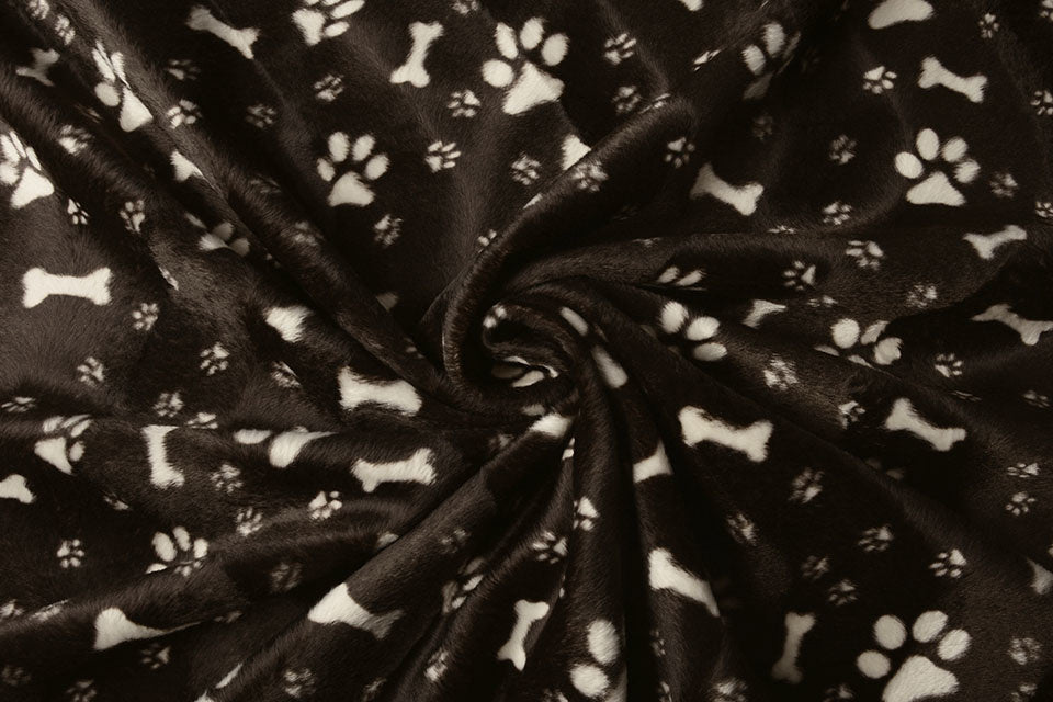 Velboa Dog Paws with Bone Brown - 100% Polyester, ± 140/150 cm, ± 250 gram/m²