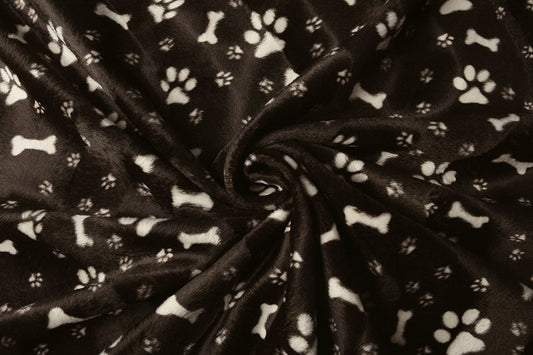 Velboa Dog Paws with Bone Brown - 100% Polyester, ± 140/150 cm, ± 250 gram/m²