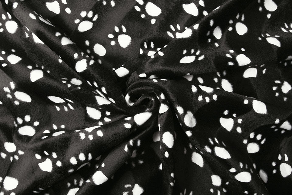 Velboa Dogprint Paws Black - 100% Polyester, ± 140/150 cm, ± 250 gram/m²