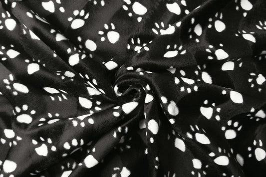 Velboa Dogprint Paws Black - 100% Polyester, ± 140/150 cm, ± 250 gram/m²
