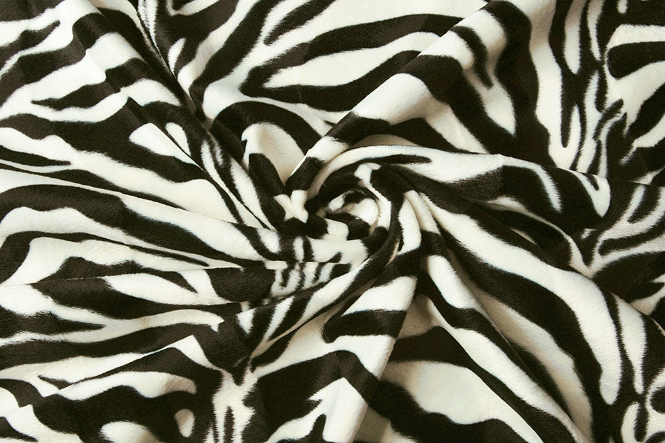 Velboa Zebraprint Large Black Off-white - 100% Polyester, ± 140/150 cm, ± 250 gram/m²