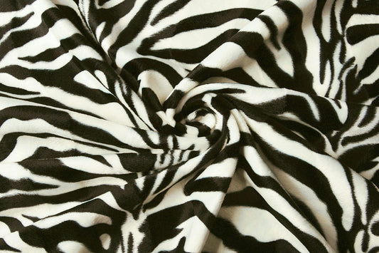Velboa Zebraprint Large Black Off-white - 100% Polyester, ± 140/150 cm, ± 250 gram/m²