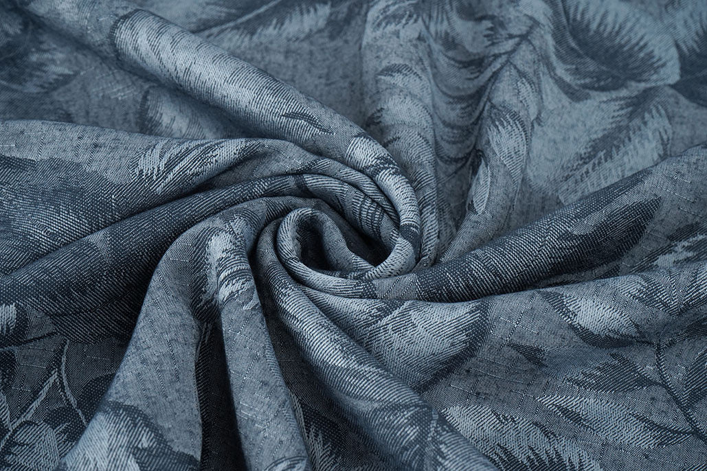 Viscose Jacquard Vintage Palm Leaves Jeans Blue secondary textile image